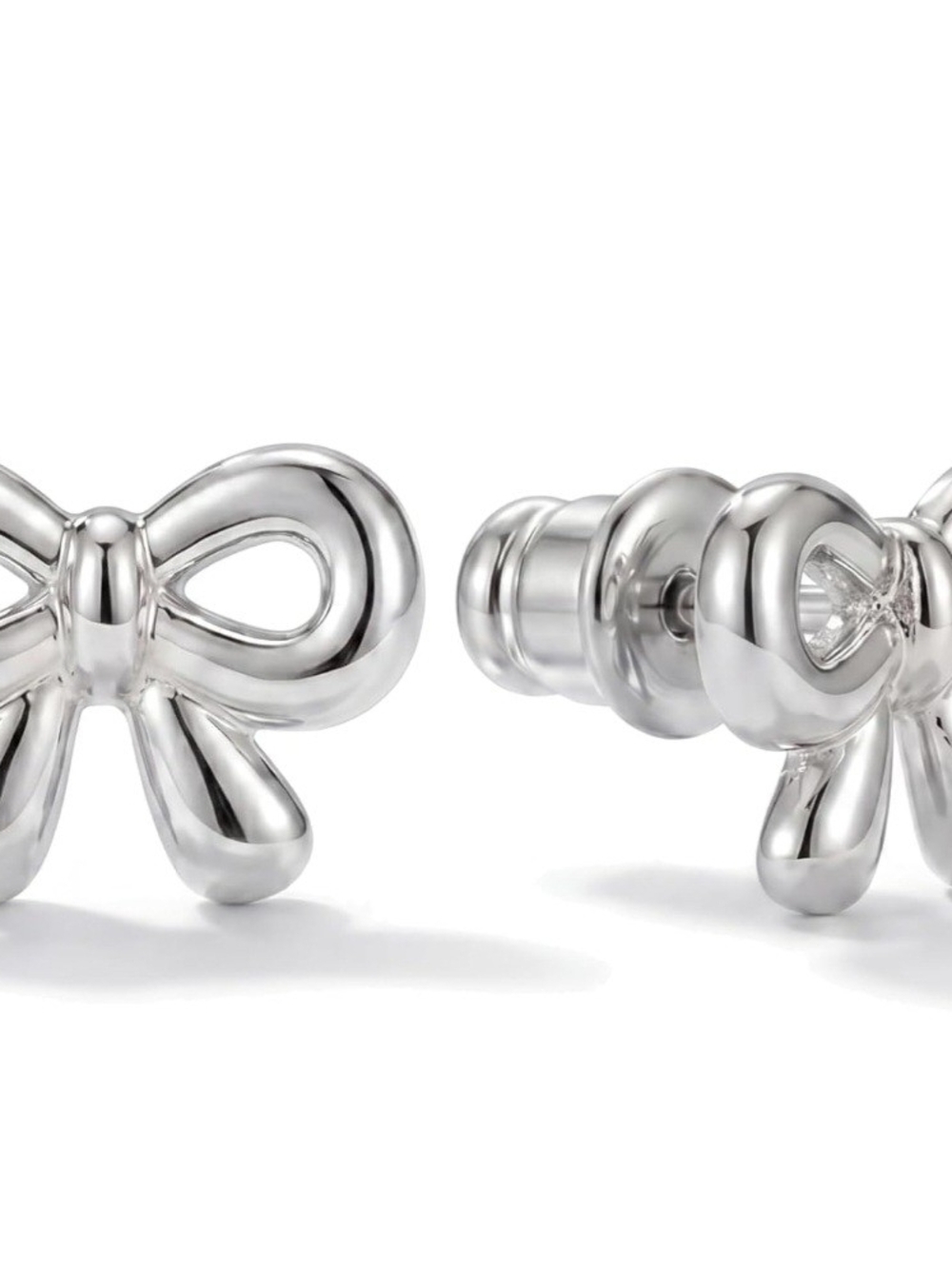 Silver Bow Stud Earrings